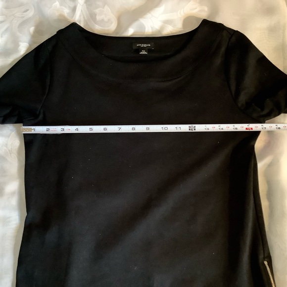Ann Taylor Boat Neck Black Ponte Knit Top with Side Zippers XS - Picture 10 of 11